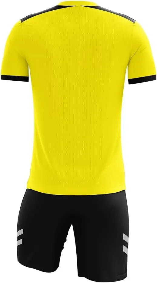 Men's Soccer Referee Uniform Short Sleeve Pro Referee Soccer Jersey - Includes Referee Jersey and Shorts