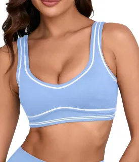 Move With You Women Sweetheart Padded Sports Bra- Workout Fitness Square Neck Low Back Yoga Bra