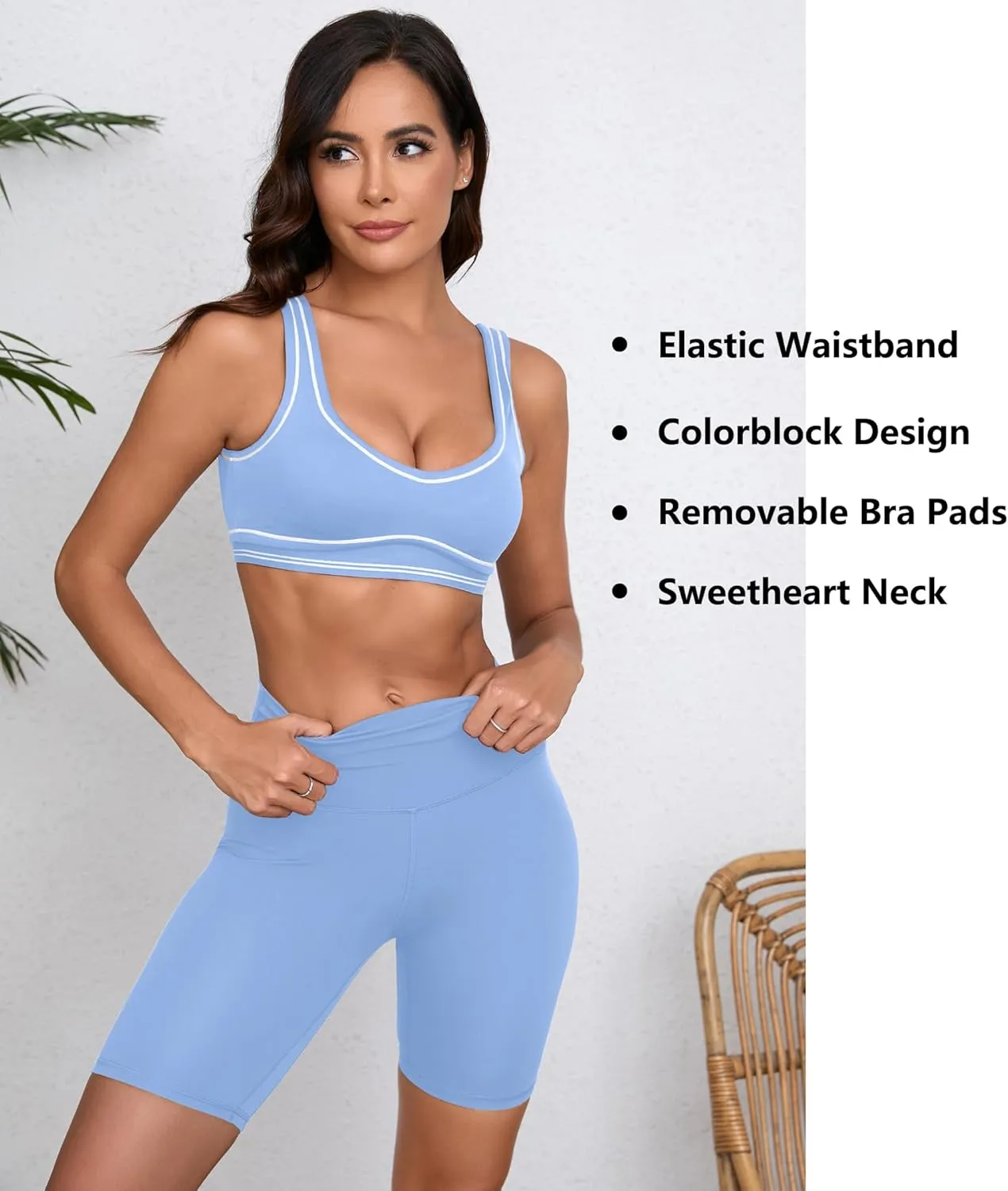 Move With You Women Sweetheart Padded Sports Bra- Workout Fitness Square Neck Low Back Yoga Bra