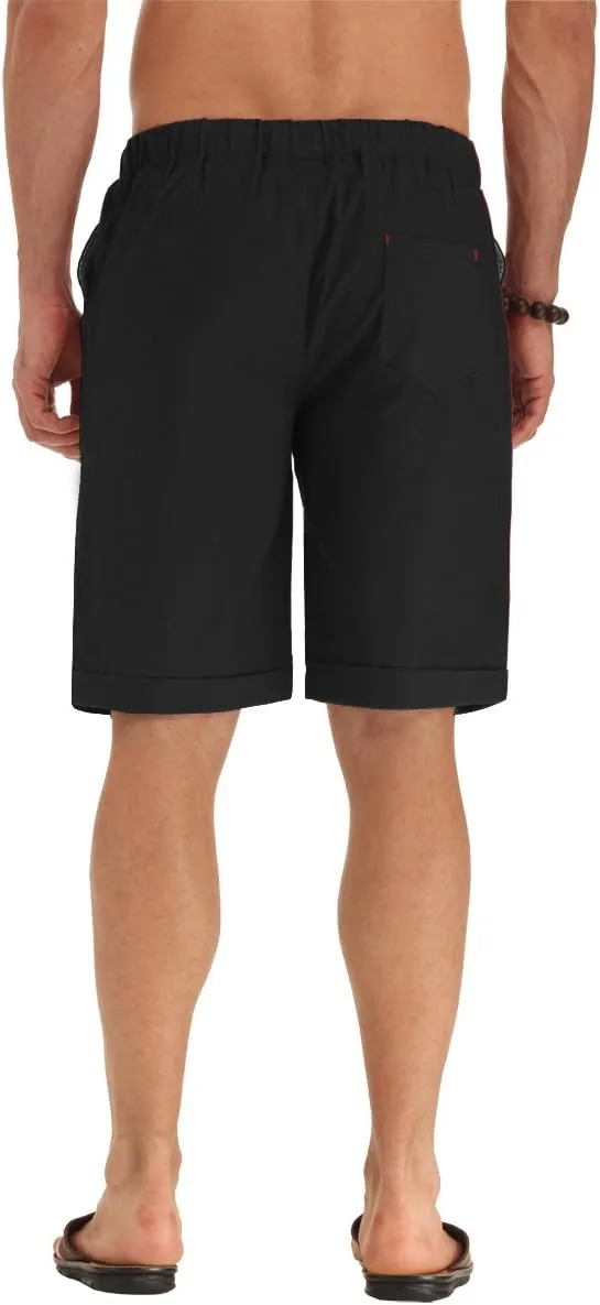 NITAGUT Men's Linen Casual Classic Fit Short Drawstring Summer Beach Shorts