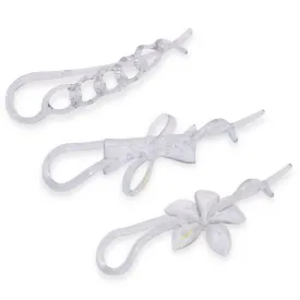 Parcelona French Twist n Clip Flower, Bow and Chain 4" Celluloid Metal Free Hair Barrette Clips Non Slip Women Hair Accessories Hair Clip for Girls, Made in France(Crystal Clear)