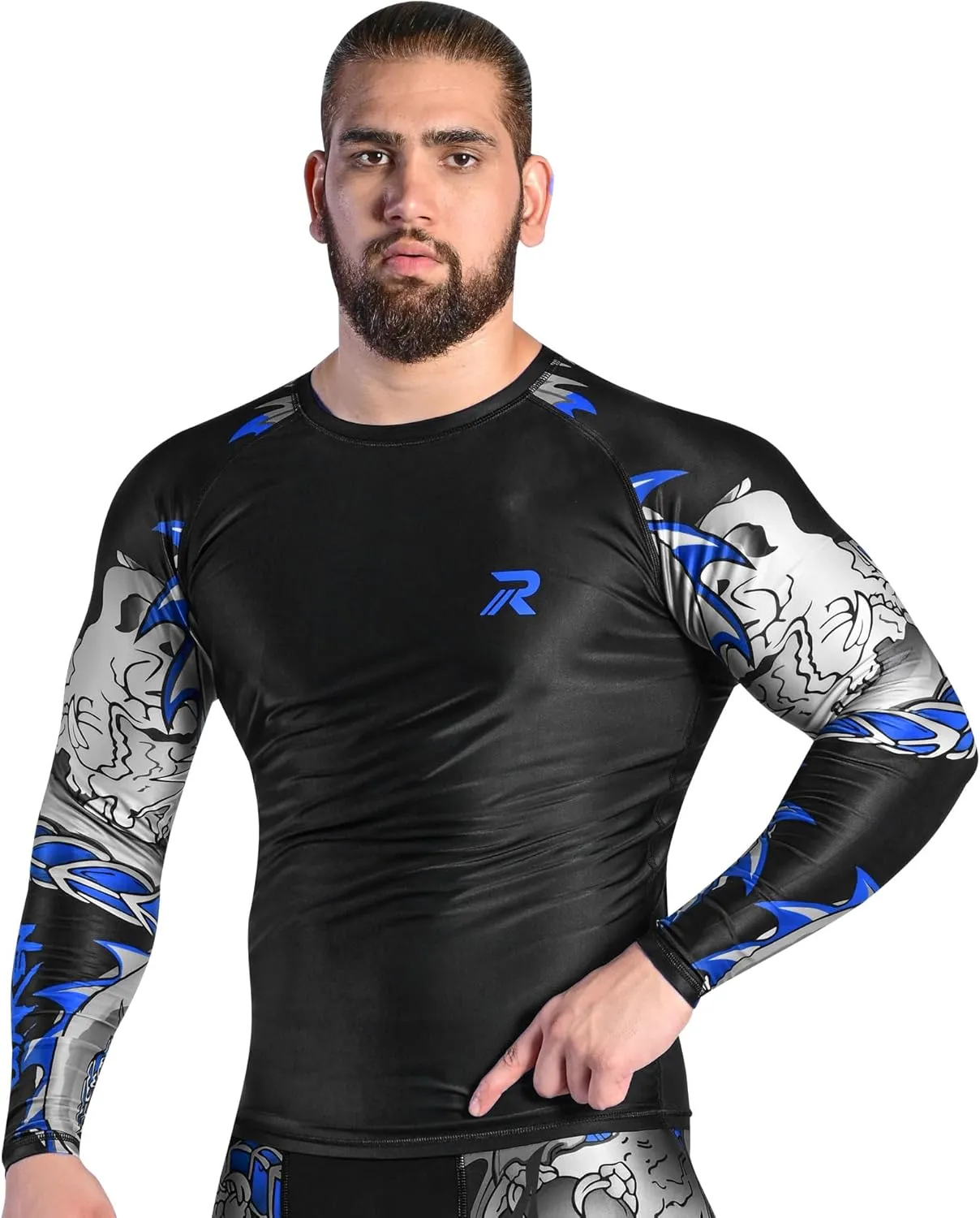 ROAR-INT Rash Guards Swim Shirt, UPF 50  Hiking, Fishing, MMA, Yoga, Athletic, Compression Shirt, Rash Guard for Men