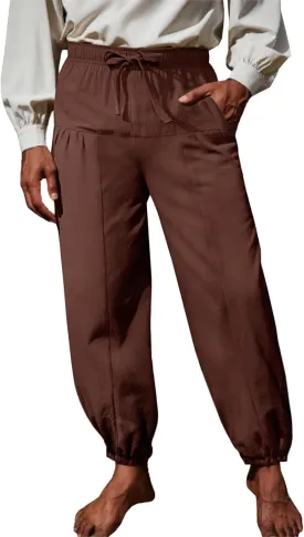 Runcati Mens Medieval Pirate Cotton Pants Renaissance Viking Costume Trousers Halloween Baggy Tapered Harem Pants