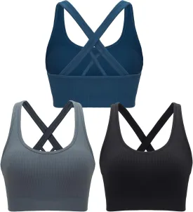 RUNNING GIRL Sports Bra for Women High Support, Criss-Cross Back Padded Strappy Sports Bras Yoga Bra with Removable Cups