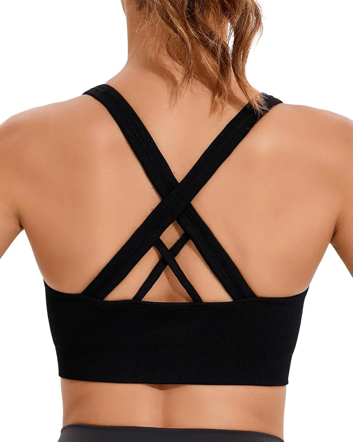 RUNNING GIRL Sports Bra for Women High Support, Criss-Cross Back Padded Strappy Sports Bras Yoga Bra with Removable Cups