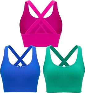 RUNNING GIRL Sports Bra for Women High Support, Criss-Cross Back Padded Strappy Sports Bras Yoga Bra with Removable Cups