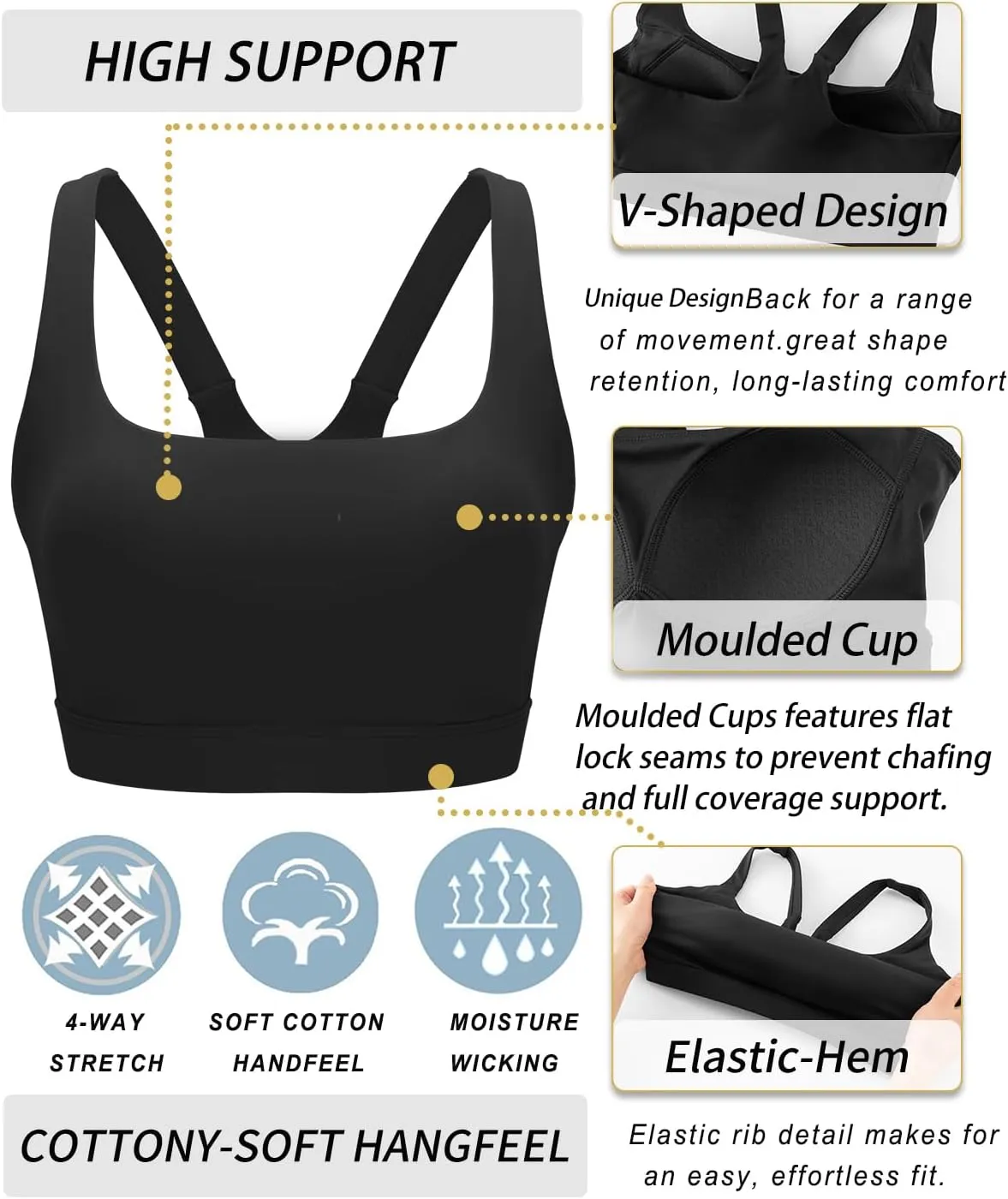 RUNNING GIRL Sports Bra for Women High Support, Molded Cup High Impact Sports Bras for Women Large Bust