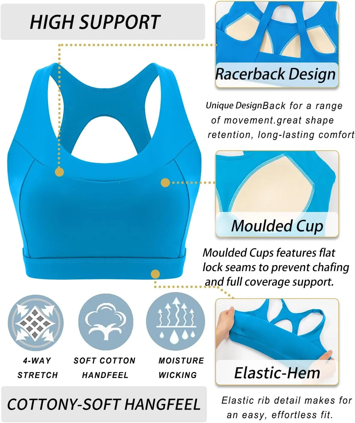 RUNNING GIRL Sports Bras for Women High Support,Racerback Molded Cup High Impact Sports Bra Workout Yoga Bra