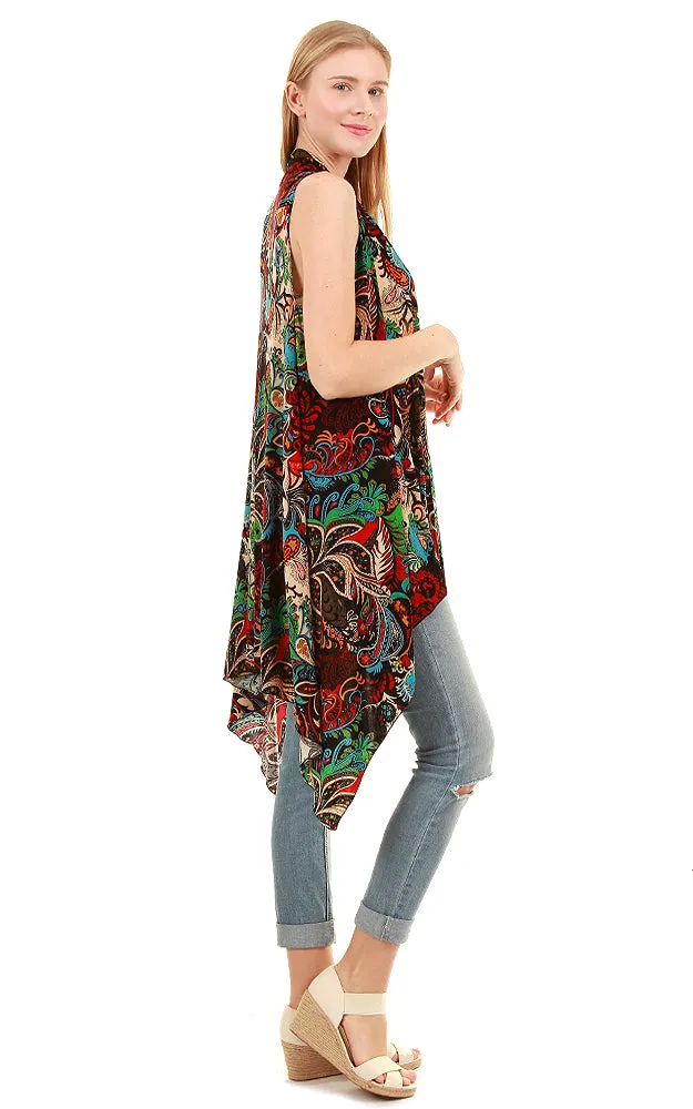 SN127 Spandex Paisley Print Long Vest