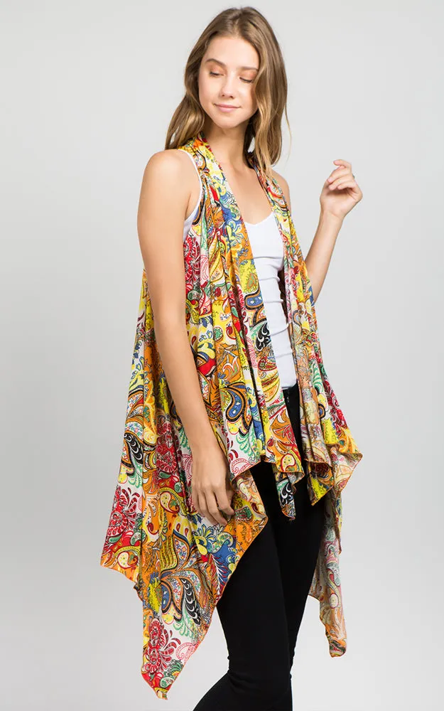 SN127 Spandex Paisley Print Long Vest