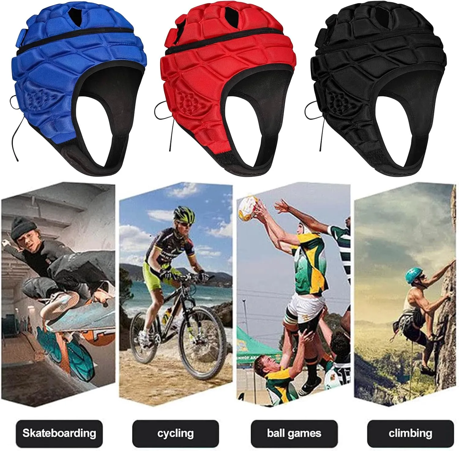 Soft Padded Rugby Helmet 7v7 Flag Football Headgear Sports Protective Headgear for Kids Youth Hockey Roller Skating