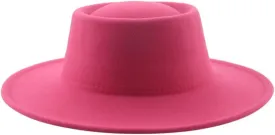 Vsadsau Women Men Fedoras Hats Solid Dome Round Top Wide Brim Hats Felted Jazz Fedoras