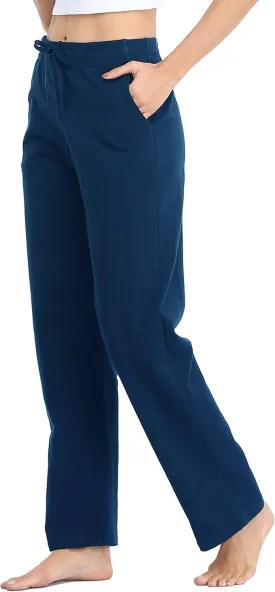 Willit Women's Cotton Sweatpants Open Bottom Yoga Sports Pants Straight Leg Lounge Athletic Pants with Pockets