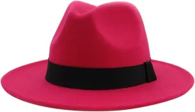 Womens Fedora Floppy Vintage Jazz Hat Wide Brim Hat with Belt Buckle Panama Hat for Women & Men