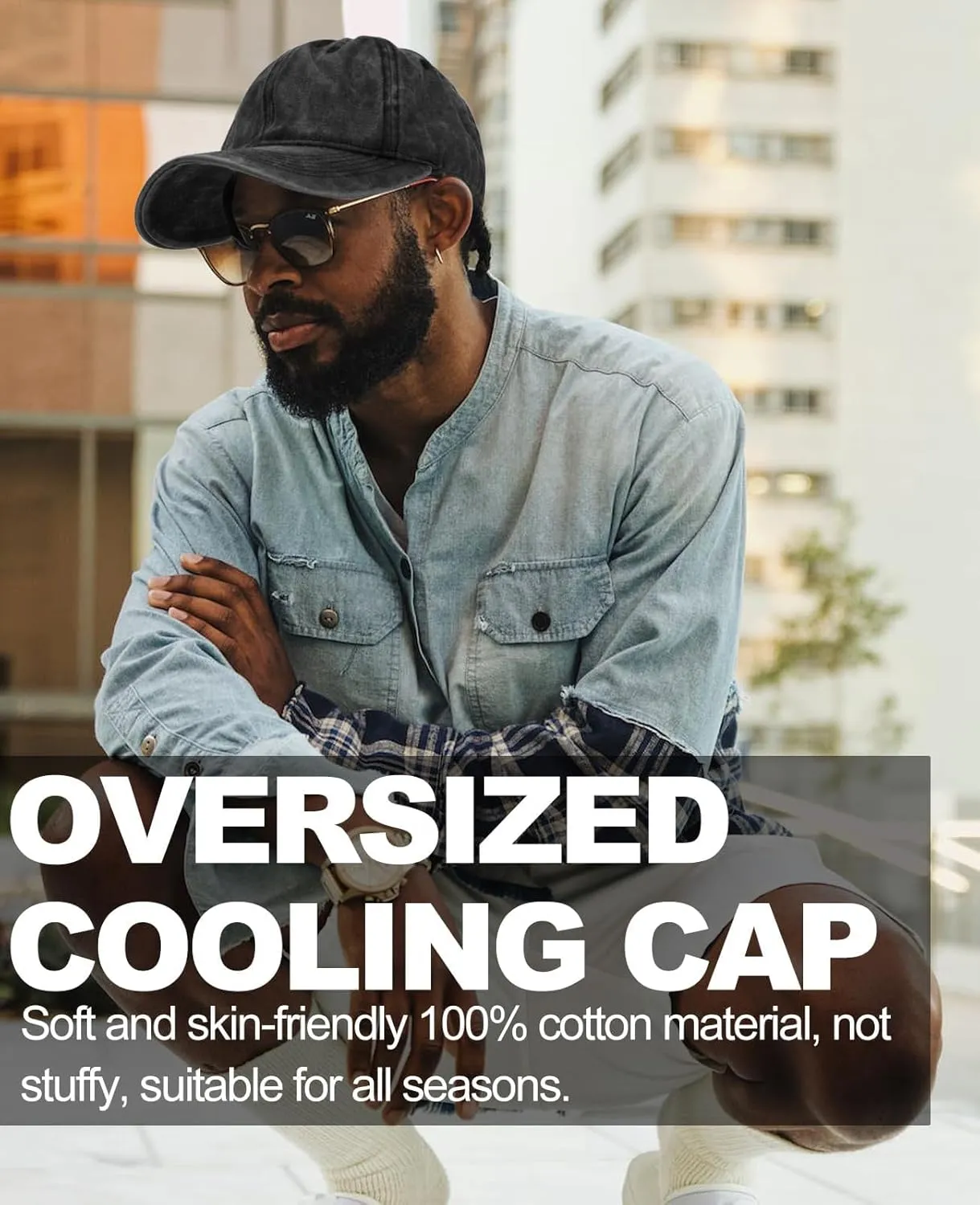 XXL Oversize Washed Denim Hats Baseball Cap for Big Heads Large Pigment Dyed Dad Hat Low Profile Sports Caps 23.5"-25.5"
